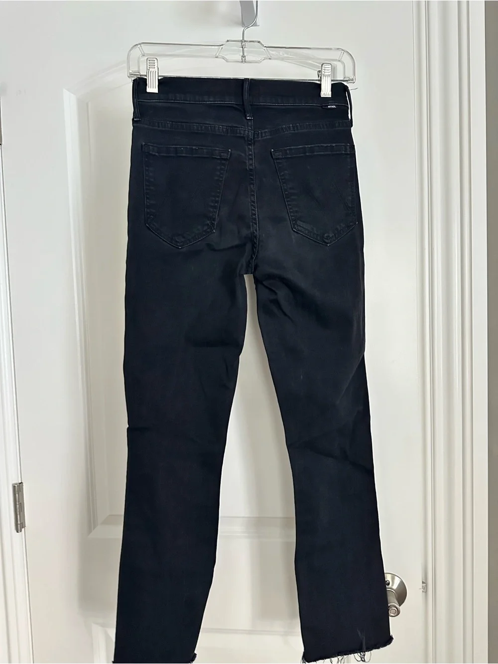 MOTHER ankle fray Black Skinny Jeans